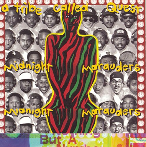 A Tribe Called Quest “Midnight Marauders” album cover with figures and clocks.
