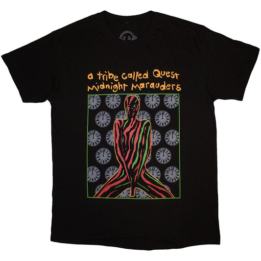Black unisex t-shirt featuring the A Tribe Called Quest Midnight Marauders album cover graphic.