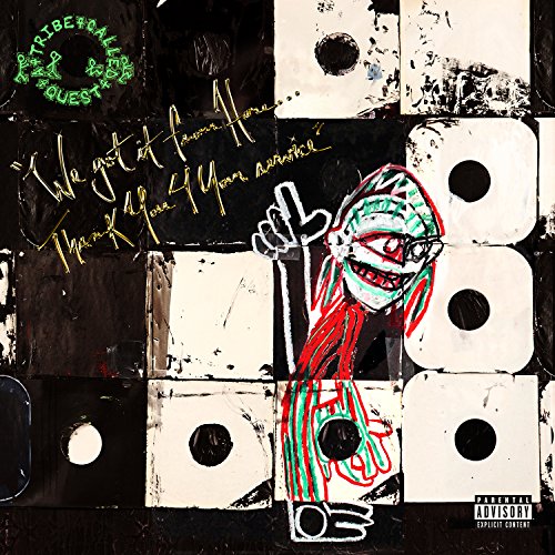 A Tribe Called Quest album cover with abstract art and a figure.
