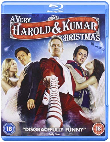 Blu-ray cover for A Very Harold & Kumar Christmas featuring the main cast members.