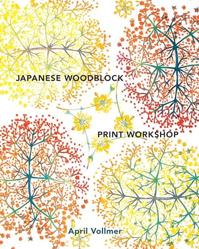 Book cover with floral woodblock print designs in yellow, orange, and teal.