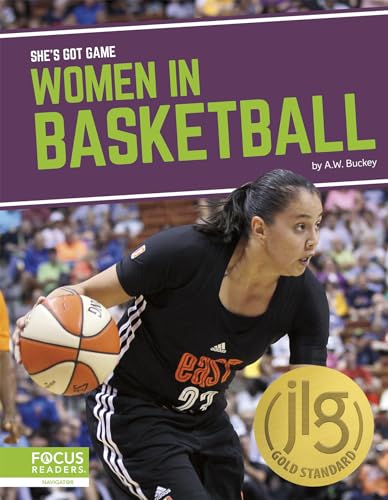 Book cover featuring a basketball player dribbling, titled "Women in Basketball.