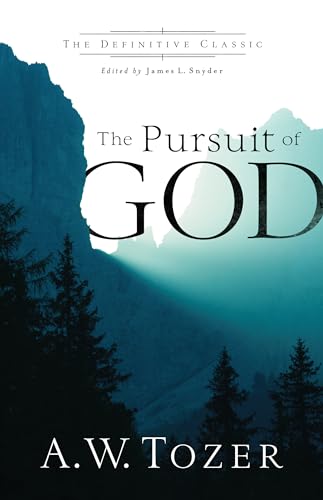 Book cover: “The Pursuit of God” by A.W. Tozer, with mountain backdrop.