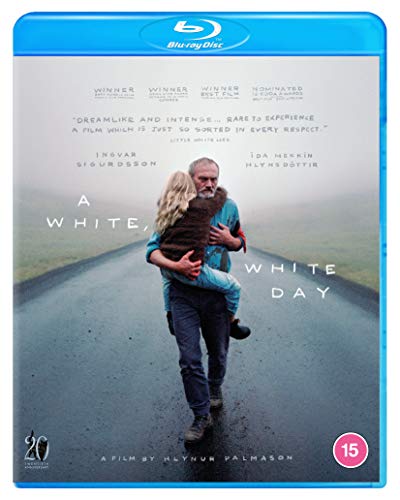 Blu-ray cover for “A White, White Day” showing a man carrying a child.