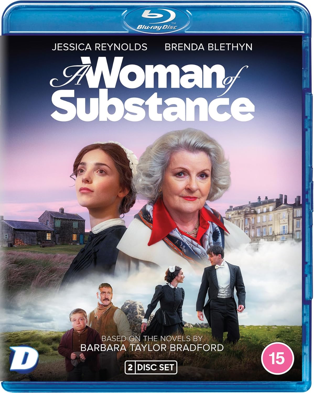 Blu-ray cover for “A Woman of Substance” featuring two actresses and cast portraits.