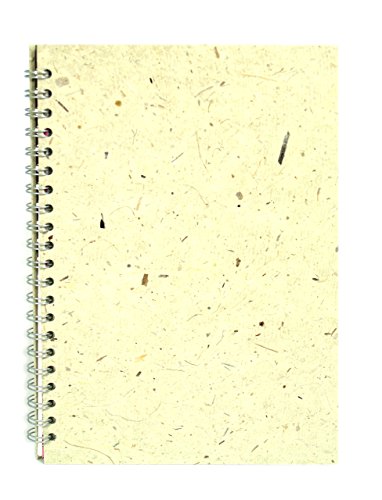 Spiral-bound notebook with textured, off-white banana paper pages.