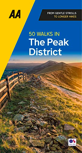 Book cover: “50 Walks in The Peak District” with a hillside landscape.
