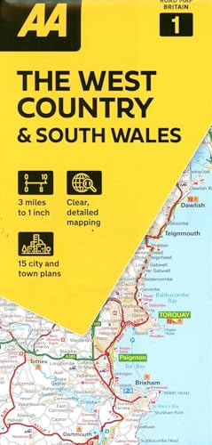 AA road map cover for The West Country and South Wales showing map detail.