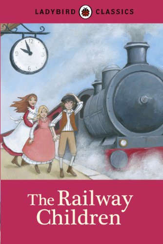 Book cover depicting three children and a steam train.