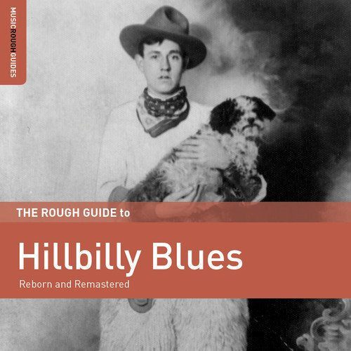 "Album cover with man in cowboy hat holding dog, red banner with white text."