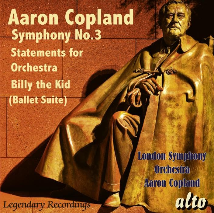 CD cover featuring a bronze sculpture of composer Aaron Copland.