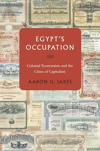 Book cover for "Egypt's Occupation" with vintage financial document background.