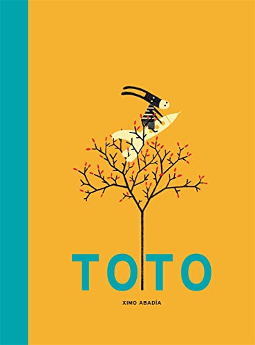 The image depicts a book cover with a yellow background and a teal stripe. Alt text: "Book cover with yellow background, teal stripe, and a bird on a tree."