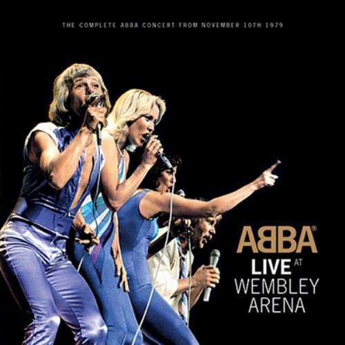 ABBA performing live at Wembley Arena, album cover image.