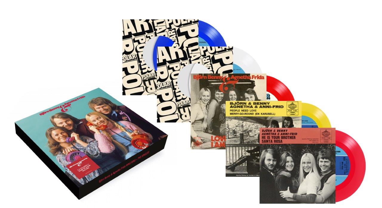 ABBA "Ring Ring" vinyl box set with five colorful 7-inch records.