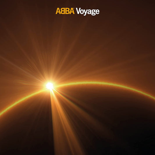 ABBA Voyage album cover: a golden horizon with radiating light.