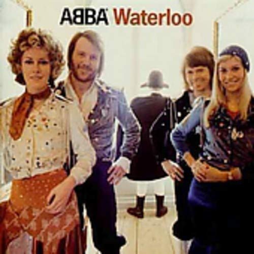 ABBA’s “Waterloo” CD cover featuring the four band members.