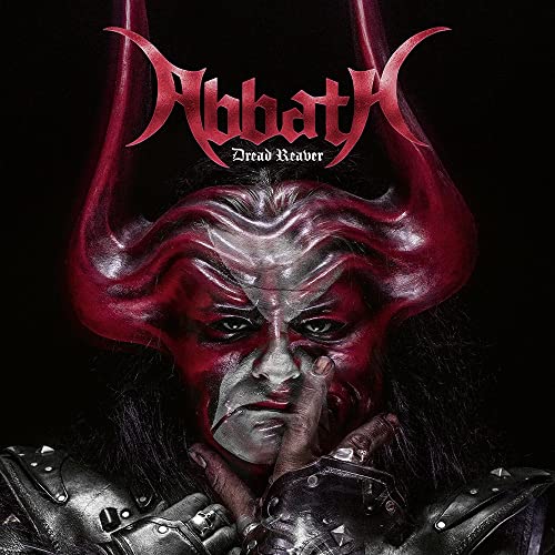 Abbath album cover: demonic face with horns, dark red and black tones.
