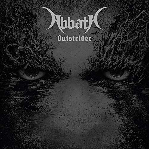 Abbath “Outstrider” album cover: dark, eerie forest with glowing eyes.