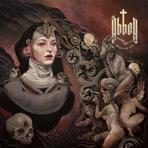 Album cover for Abbey’s “Word of Sin” featuring a nun and demonic figures.