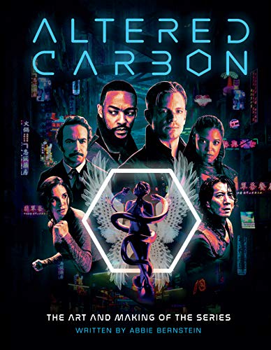 “Altered Carbon” art book cover featuring cast members and a central figure.