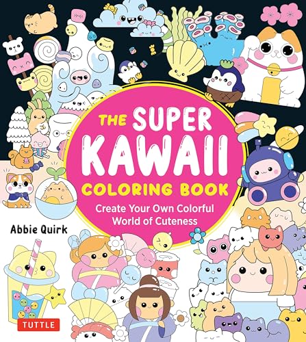 Coloring book cover with many cute, illustrated animals and objects.
