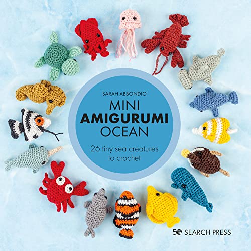 Book cover featuring various crocheted sea creatures arranged in a circle around the title.