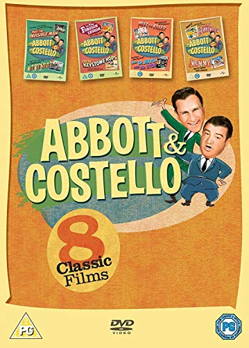 DVD cover featuring Abbott and Costello with images of eight classic films.