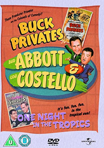 DVD cover for Abbott and Costello’s “Buck Privates” and “One Night in the Tropics.”