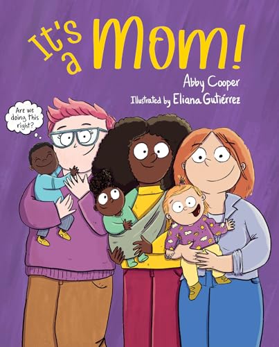 Book cover depicting a diverse family with two moms and three children.