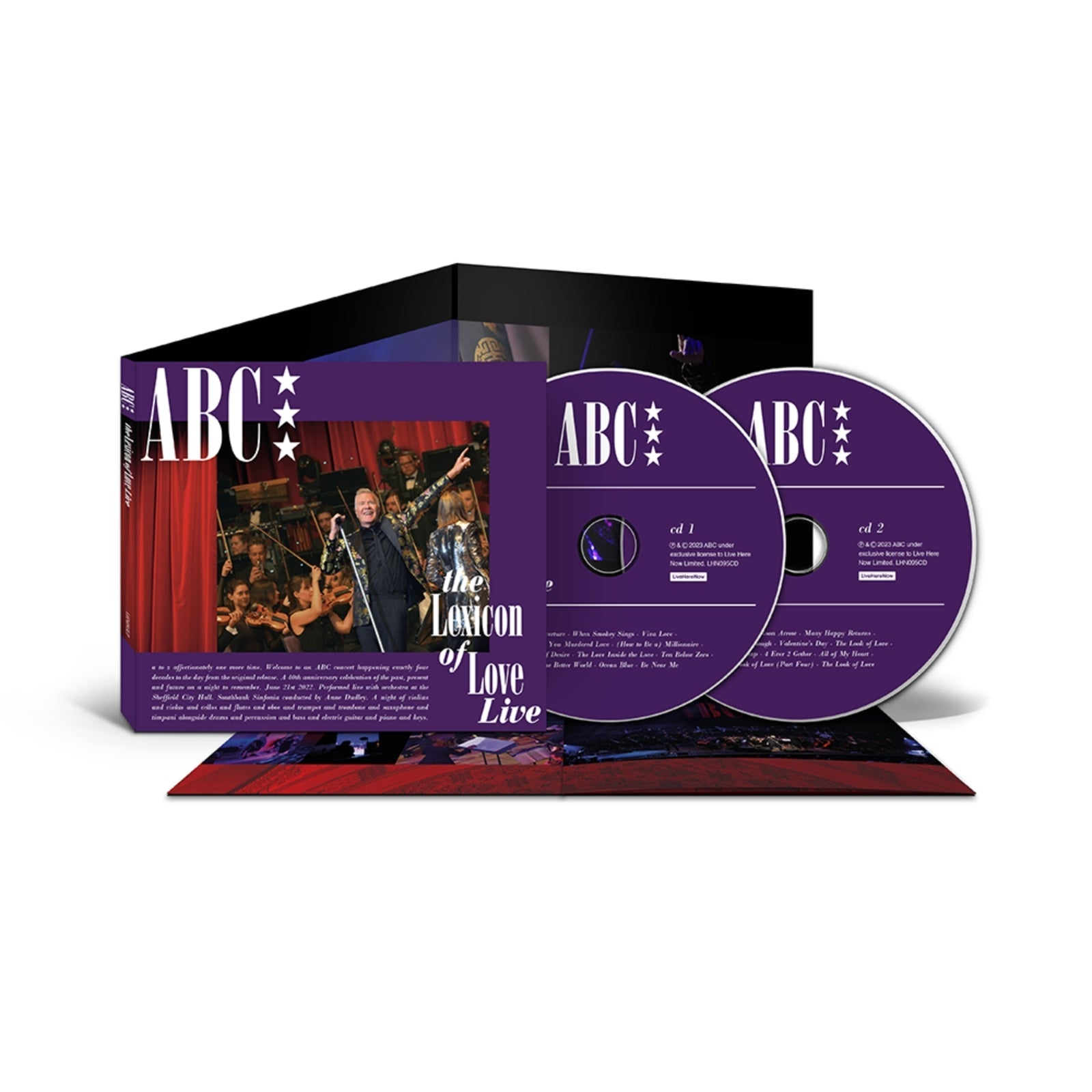 CD case for ABC’s “The Lexicon Of Love Live” with band imagery.
