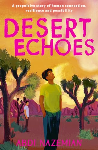 Book cover: “Desert Echoes” with a man looking at a desert landscape.