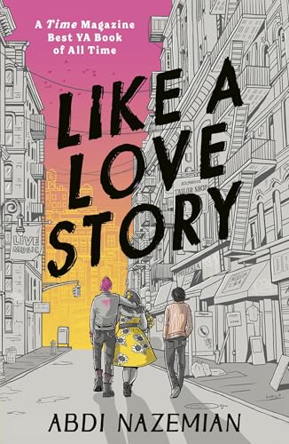 Book cover illustration of three people walking down a city street at sunset.