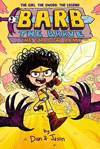 Book cover: young girl with sword facing shadowy figures.