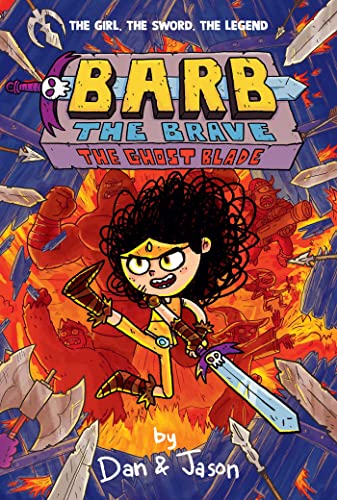 Barb the Brave, a girl with wild black hair, wielding a sword amidst battle.