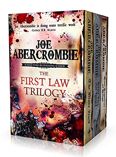Boxed set of three fantasy novels, "The First Law Trilogy" by Joe Abercrombie.