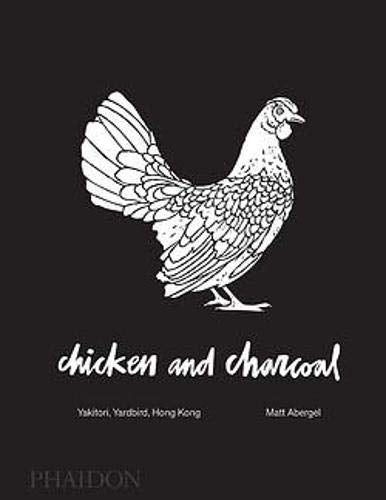 Black and white sketch of a chicken on a dark book cover.