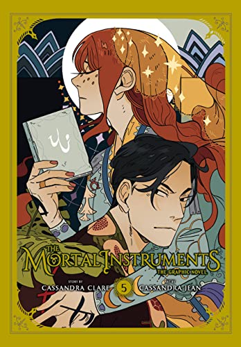 Book cover with two young people and ornate gold detailing.