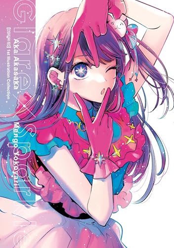 Anime girl with pink hair and gloves, sparkling stars, illustration collection.