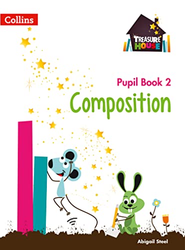 Collins "Composition Year 2 Pupil Book" cover with cartoon mouse and rabbit.