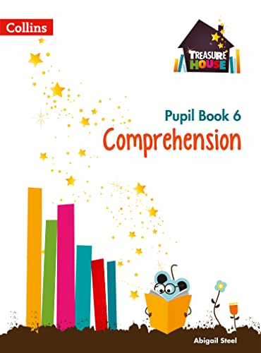 Collins "Comprehension Year 6 Pupil Book" cover with stars and colorful bars.
