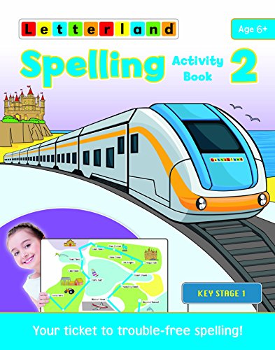 Letterland Spelling Activity Book 2 cover with a train and child.