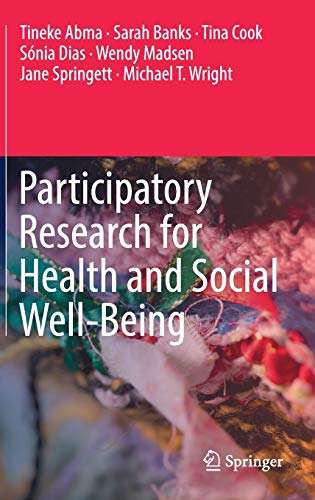Book cover: "Participatory Research for Health and Social Well-Being" with abstract art.