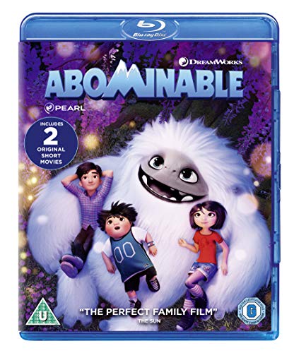 Abominable" Blu-ray cover featuring a boy, two children, and a large, white Yeti.