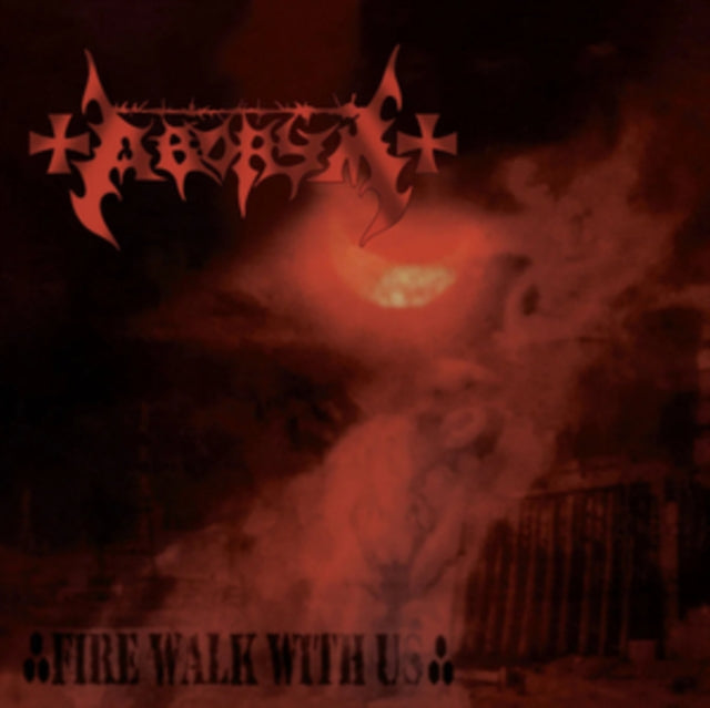 Red album cover with band name "Aborym" and fiery, smoky imagery.