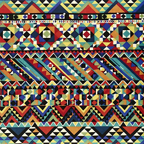 Colorful geometric pattern with triangles, stripes, and diamond shapes.
