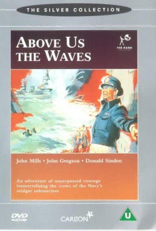 DVD cover for “Above Us The Waves” featuring a naval officer and ships.