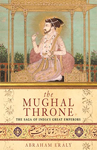 Book cover depicting a Mughal emperor seated on a throne, ornate details.