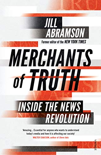 Book cover: "Merchants of Truth" by Jill Abramson, with bold red and white text.