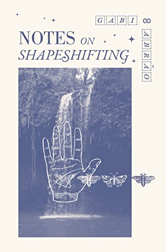 Book cover with a waterfall background, an outlined hand, and several moth illustrations.
